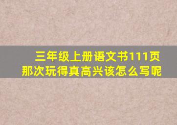 三年级上册语文书111页那次玩得真高兴该怎么写呢