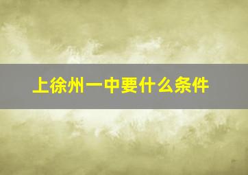 上徐州一中要什么条件