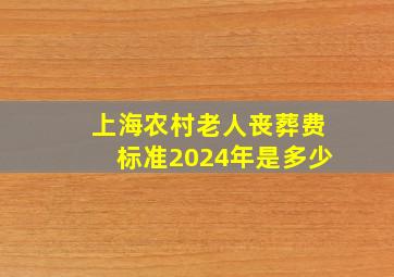 上海农村老人丧葬费标准2024年是多少