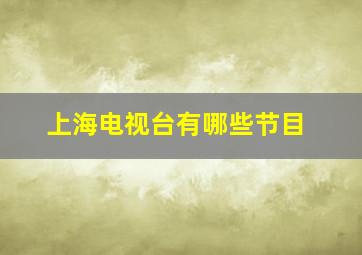 上海电视台有哪些节目