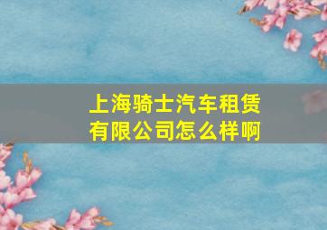 上海骑士汽车租赁有限公司怎么样啊