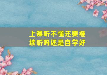 上课听不懂还要继续听吗还是自学好