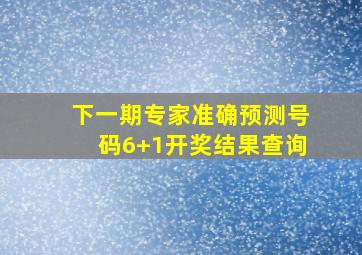 下一期专家准确预测号码6+1开奖结果查询