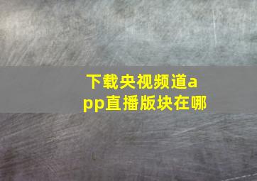 下载央视频道app直播版块在哪