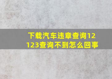 下载汽车违章查询12123查询不到怎么回事