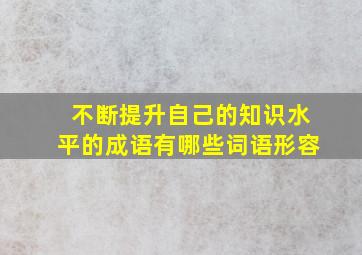 不断提升自己的知识水平的成语有哪些词语形容