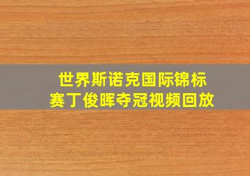 世界斯诺克国际锦标赛丁俊晖夺冠视频回放