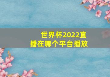 世界杯2022直播在哪个平台播放