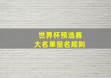 世界杯预选赛大名单报名规则