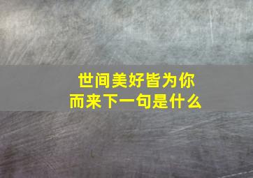 世间美好皆为你而来下一句是什么