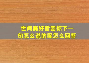 世间美好皆因你下一句怎么说的呢怎么回答