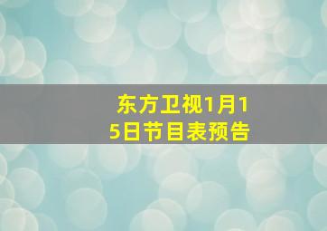 东方卫视1月15日节目表预告