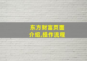 东方财富页面介绍,操作流程