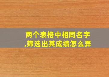 两个表格中相同名字,筛选出其成绩怎么弄