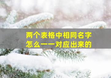 两个表格中相同名字怎么一一对应出来的