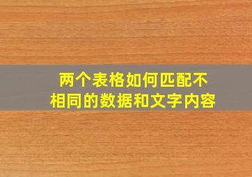 两个表格如何匹配不相同的数据和文字内容