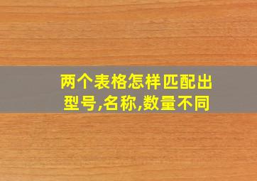 两个表格怎样匹配出型号,名称,数量不同