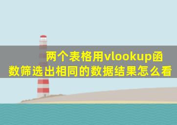 两个表格用vlookup函数筛选出相同的数据结果怎么看