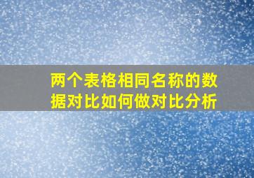 两个表格相同名称的数据对比如何做对比分析