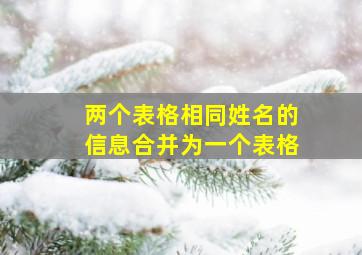 两个表格相同姓名的信息合并为一个表格