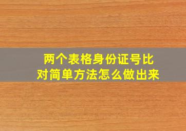 两个表格身份证号比对简单方法怎么做出来