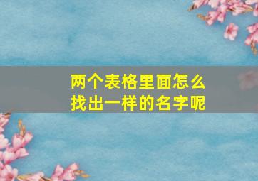 两个表格里面怎么找出一样的名字呢