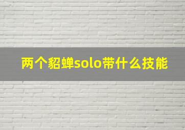 两个貂蝉solo带什么技能