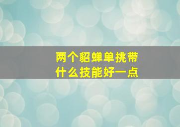 两个貂蝉单挑带什么技能好一点