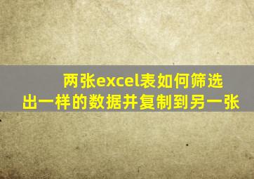 两张excel表如何筛选出一样的数据并复制到另一张