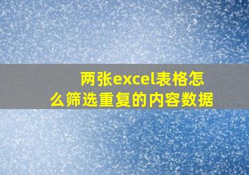 两张excel表格怎么筛选重复的内容数据