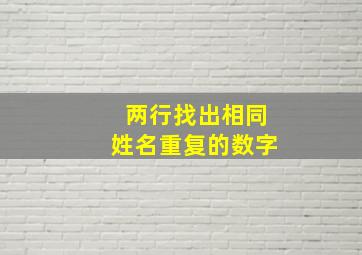 两行找出相同姓名重复的数字