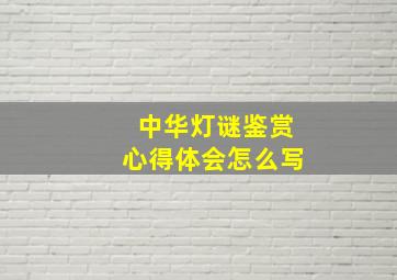 中华灯谜鉴赏心得体会怎么写