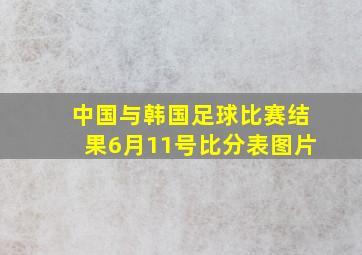 中国与韩国足球比赛结果6月11号比分表图片