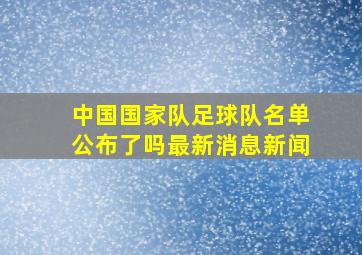 中国国家队足球队名单公布了吗最新消息新闻