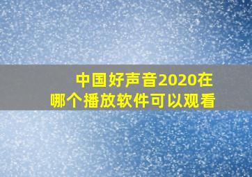 中国好声音2020在哪个播放软件可以观看