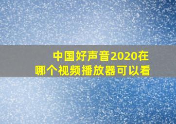 中国好声音2020在哪个视频播放器可以看