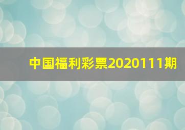 中国福利彩票2020111期