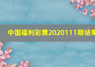 中国福利彩票2020111期结果