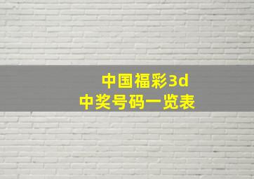 中国福彩3d中奖号码一览表