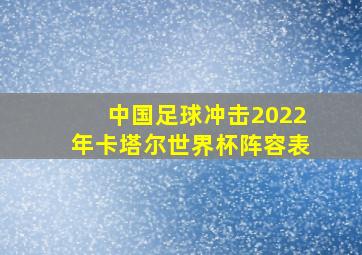 中国足球冲击2022年卡塔尔世界杯阵容表