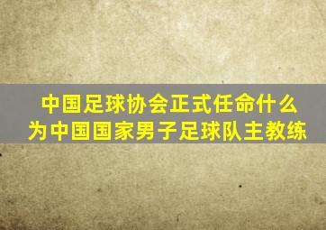 中国足球协会正式任命什么为中国国家男子足球队主教练