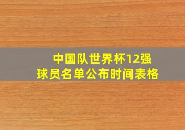 中国队世界杯12强球员名单公布时间表格