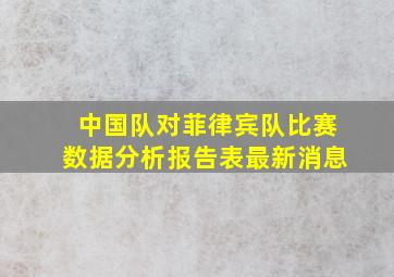 中国队对菲律宾队比赛数据分析报告表最新消息