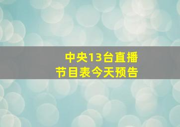 中央13台直播节目表今天预告