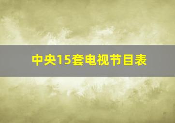 中央15套电视节目表