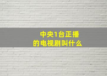 中央1台正播的电视剧叫什么