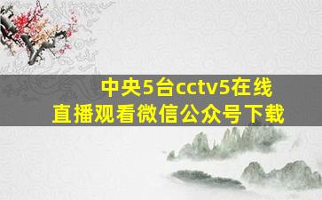 中央5台cctv5在线直播观看微信公众号下载