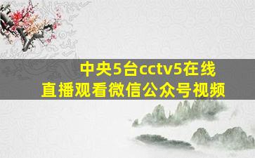 中央5台cctv5在线直播观看微信公众号视频