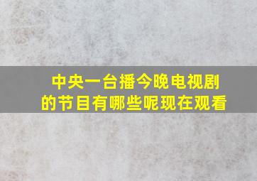 中央一台播今晚电视剧的节目有哪些呢现在观看