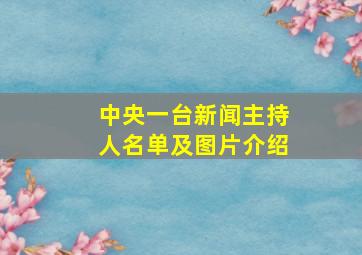 中央一台新闻主持人名单及图片介绍